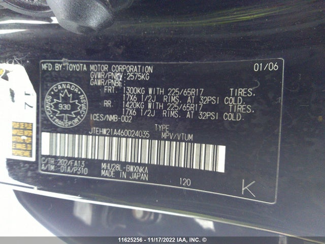 Toyota HIGHLANDER HYBRID 2006 JTEHW21A460024035 Image 10