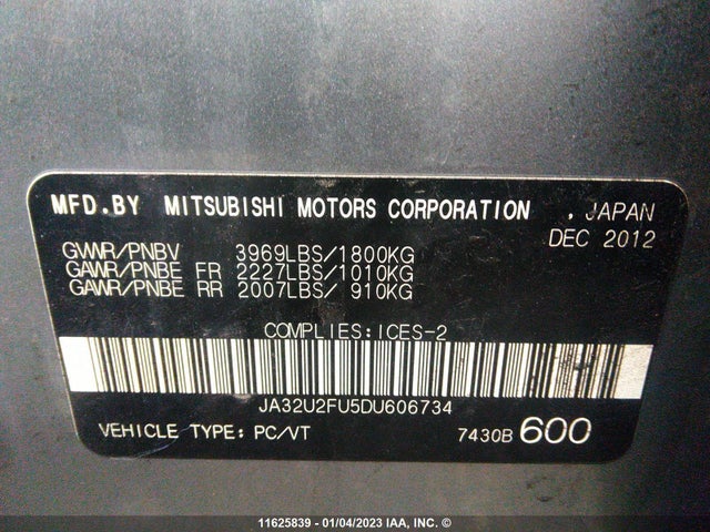 JA32U2FU5DU606734 Mitsubishi Lancer Es/es Sport