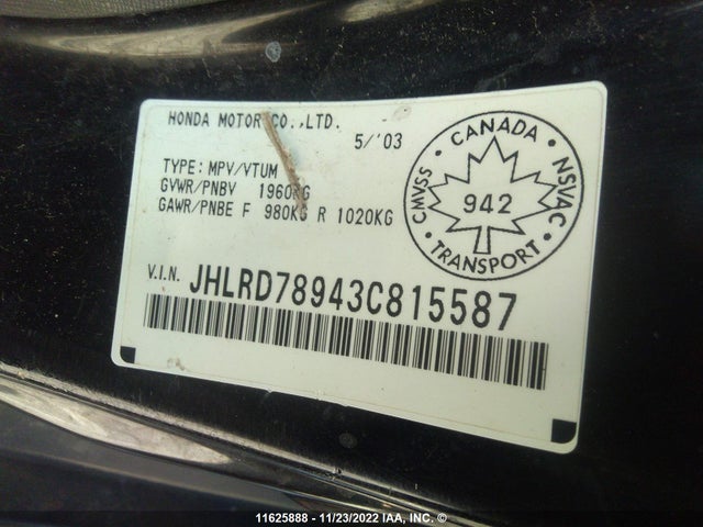 Honda CR-V 2003 JHLRD78943C815587 Image 10