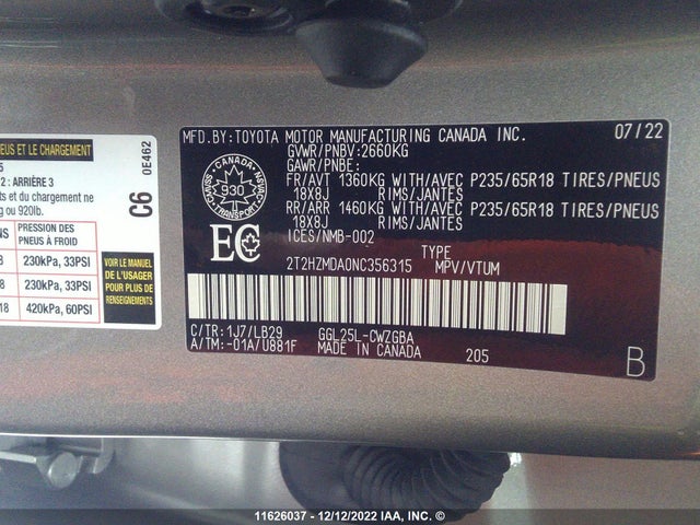 2T2HZMDA0NC356315 Lexus RX 350