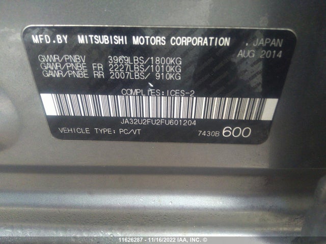 JA32U2FU2FU601204 Mitsubishi LANCER ES