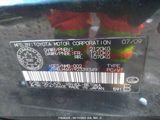 JTHBJ46G192339349 Lexus ES 350