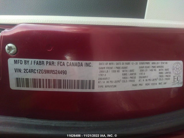 2C4RC1ZG9MR524490 Chrysler Grand Caravan Sxt