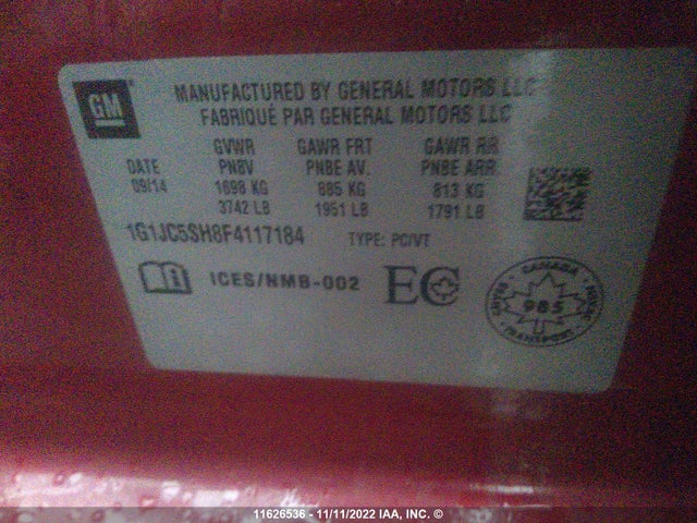 Chevrolet Sonic 2015 1G1JC5SH8F4117184 Image 10