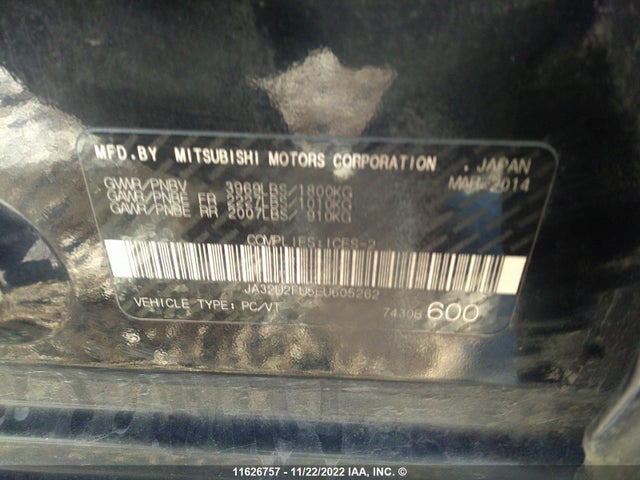 JA32U2FU5EU605262 Mitsubishi Lancer Es/es Sport