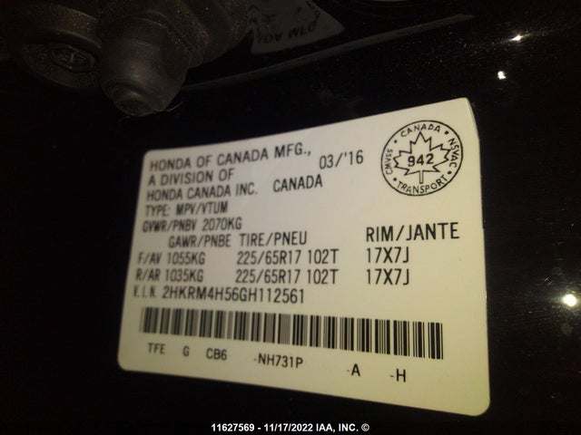 Honda CR-V EX 2016 2HKRM4H56GH112561 Image 9