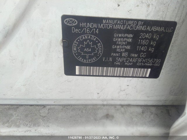 Hyundai SONATA 2015 5NPE24AF9FH156799 Image 9