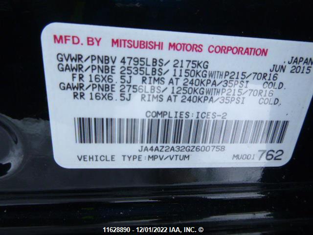 JA4AZ2A32GZ600758 Mitsubishi Outlander Es