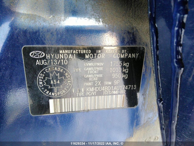 Hyundai Elantra 2010 KMHDU4BD1AU174713 Image 10