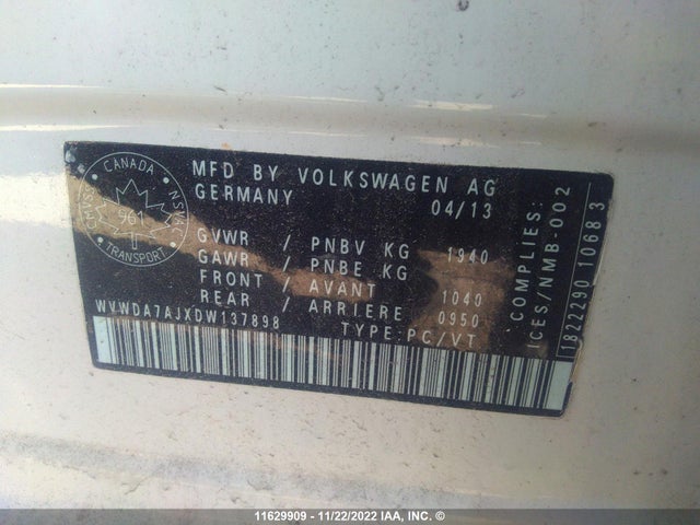 Volkswagen Golf 2013 WVWDA7AJXDW137898 Image 10