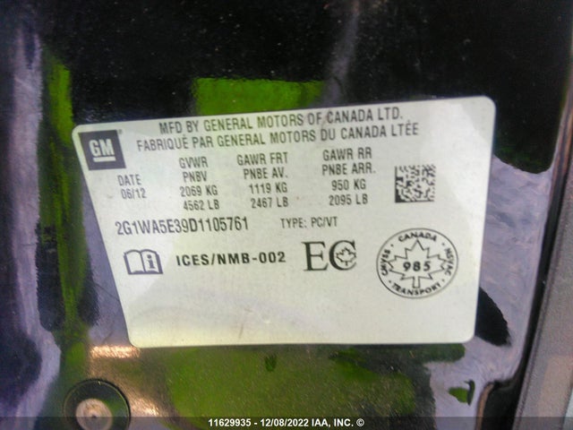 Chevrolet IMPALA 2013 2G1WA5E39D1105761 Image 10