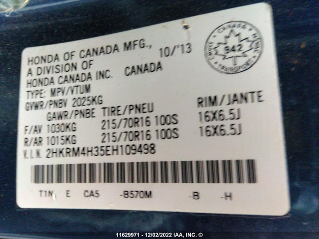Honda CR-V 2014 2HKRM4H35EH109498 Image 9