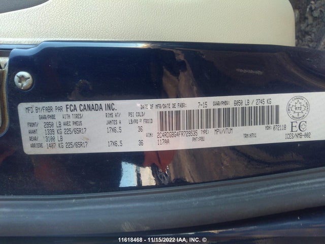 Dodge Grand Caravan Se 2015 2C4RDGBG4FR729535 Image 9