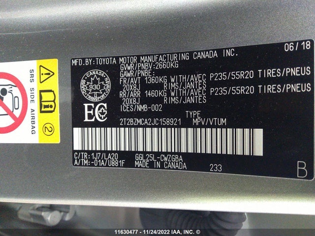 2T2BZMCA2JC158921 Lexus Rx 350/base/f Sport