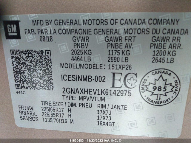 Chevrolet EQUINOX LS 2019 2GNAXHEV1K6142975 Image 10
