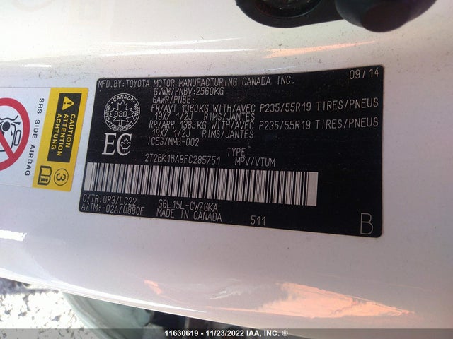 2T2BK1BA8FC285751 Lexus Rx 350/base/f Sport