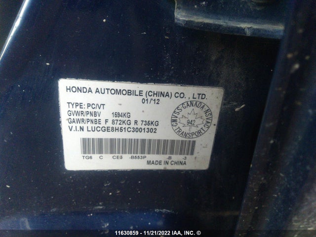 Honda FIT LX 2012 LUCGE8H51C3001302 Image 10