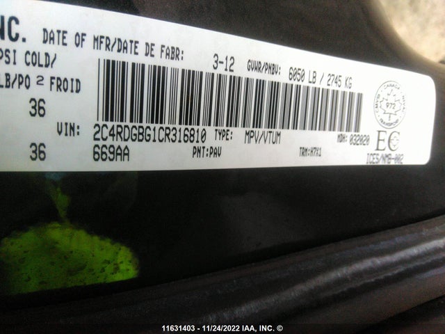 Dodge Grand Caravan Se 2012 2C4RDGBG1CR316810 Image 9