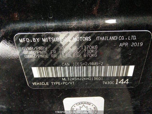 ML32A5HJ2KH013601 Mitsubishi Mirage Le/gt