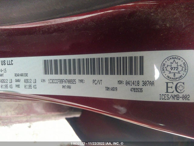 1C3CCCFB9FN708925 Chrysler 200 LX