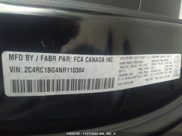 2C4RC1BG4NR110304 Chrysler Pacifica Touring L