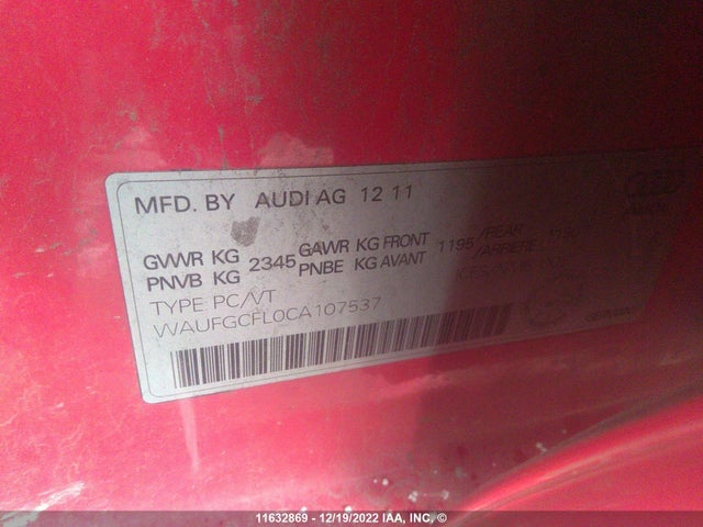WAUFGCFL0CA107537 Audi S4 PREMIUM