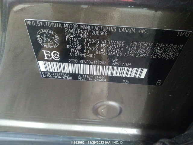 Toyota RAV4 LE 2013 2T3BFREV9DW114287 Image 9
