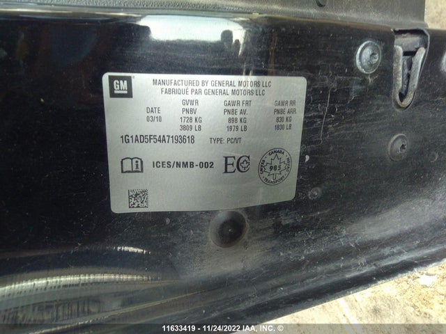 Chevrolet Cobalt 2010 1G1AD5F54A7193618 Image 10