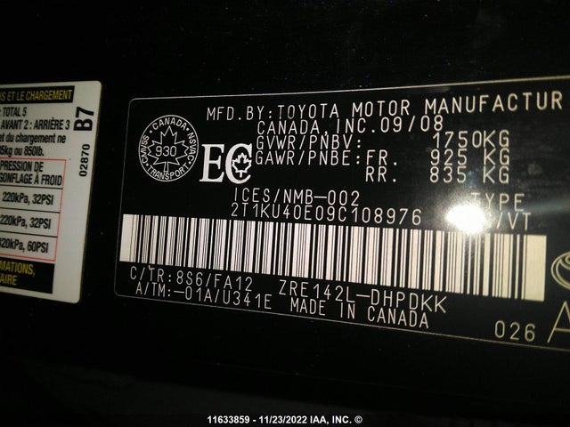 Toyota Matrix 2009 2T1KU40E09C108976 Image 10