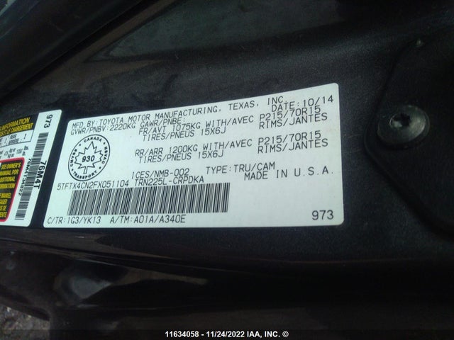 Toyota Tacoma Access Cab 2015 5TFTX4CN2FX051104 Image 9