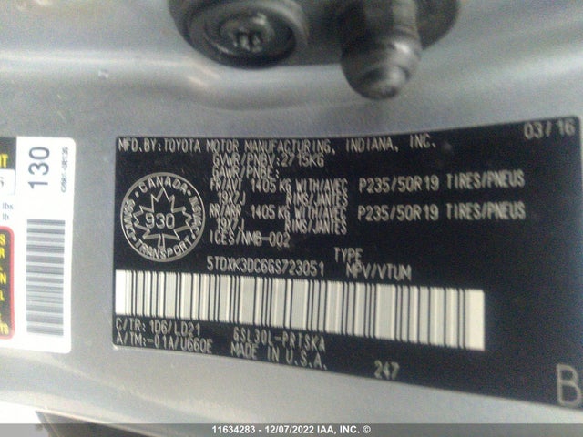 Toyota SIENNA SE 2016 5TDXK3DC6GS723051 Image 9