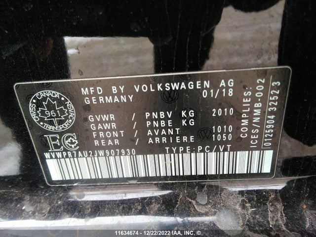 WVWPR7AU2JW907930 Volkswagen E-golf Sel Premium