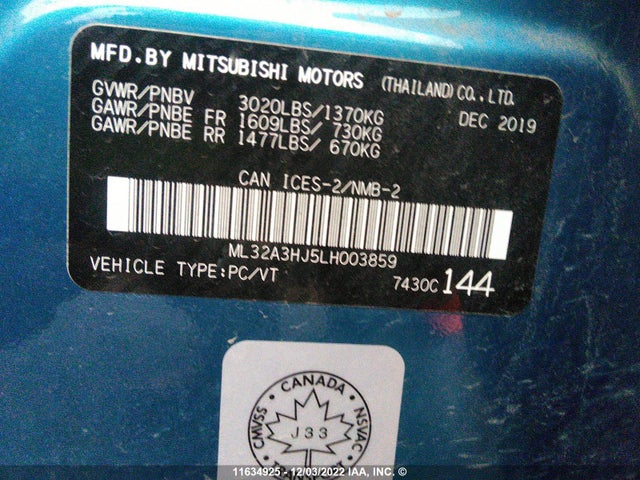 ML32A3HJ5LH003859 Mitsubishi MIRAGE ES