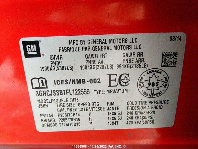 Chevrolet Trax 2lt 2015 3GNCJSSB7FL122555 Image 9