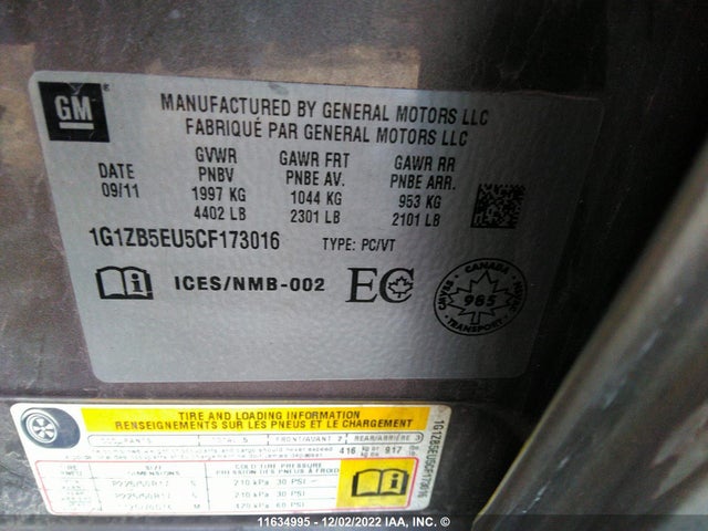 Chevrolet MALIBU LS 2012 1G1ZB5EU5CF173016 Image 9