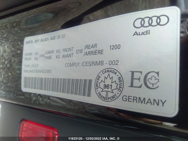 WAUA4CF50NA022950 Audi S5 PREMIUM