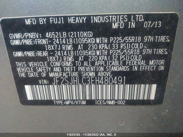 JF2SJHLC3EH480491 Subaru Forester 2.0xt Touring