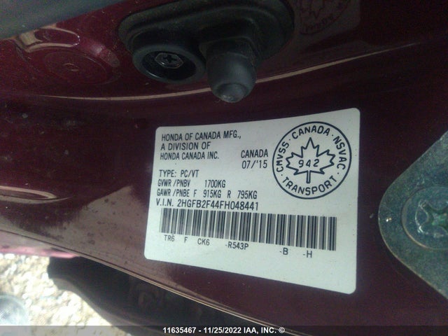 Honda Civic Lx 2015 2HGFB2F44FH048441 Image 9
