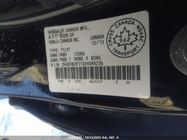 Honda Civic 2013 2HGFB2F71DH044256 Image 9