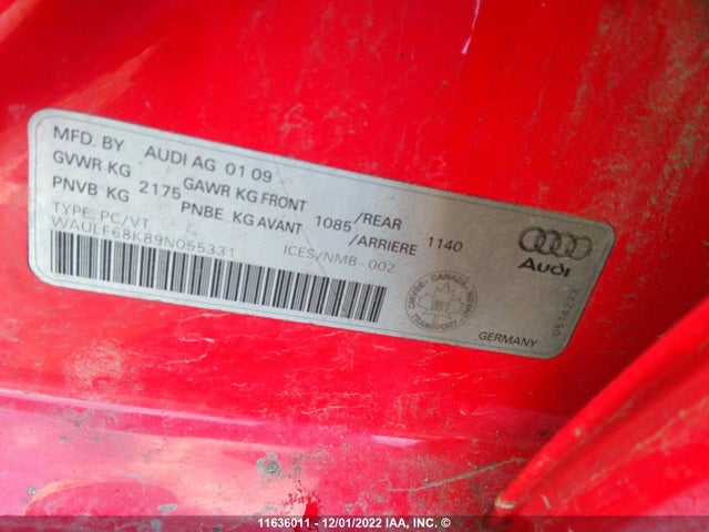 WAULF68K89N055331 Audi A4 2.0t Quattro
