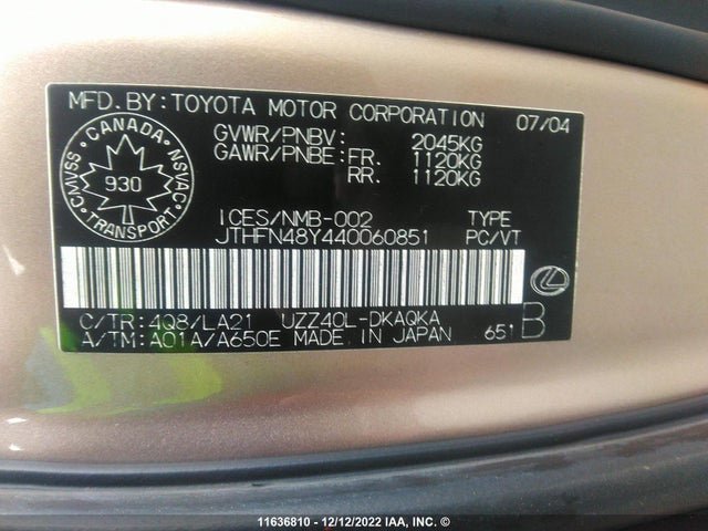 JTHFN48Y440060851 Lexus SC 430