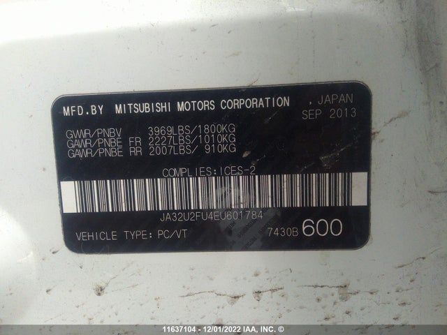 JA32U2FU4EU601784 Mitsubishi Lancer Es/es Sport