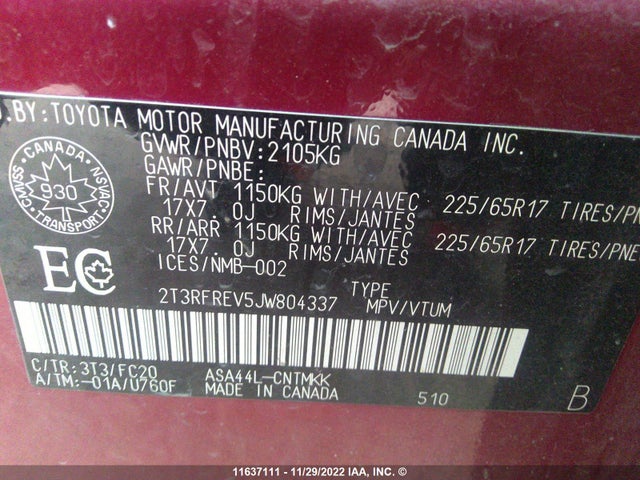 Toyota Rav4 Adventure/xle 2018 2T3RFREV5JW804337 Image 9