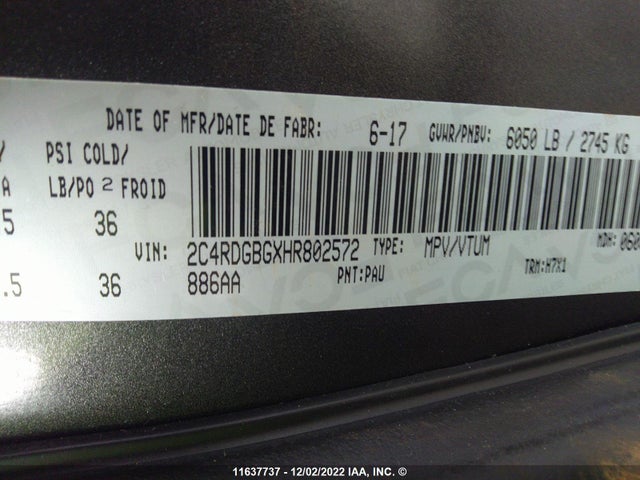 Dodge Grand Caravan Se 2017 2C4RDGBGXHR802572 Image 9