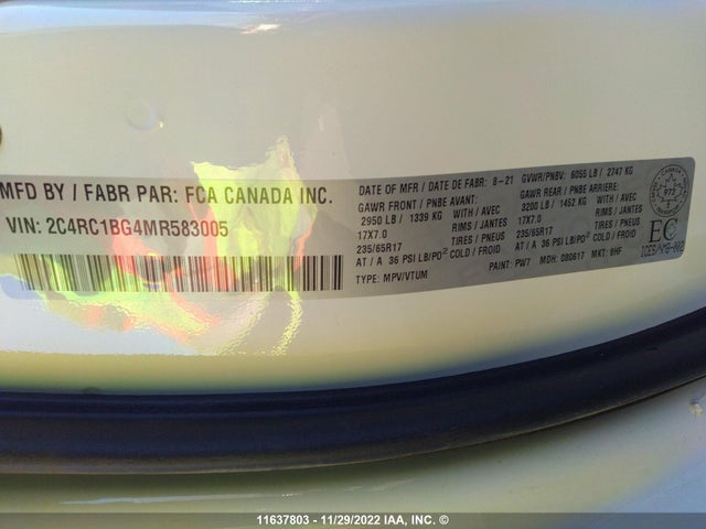 2C4RC1BG4MR583005 Chrysler Pacifica Touring L