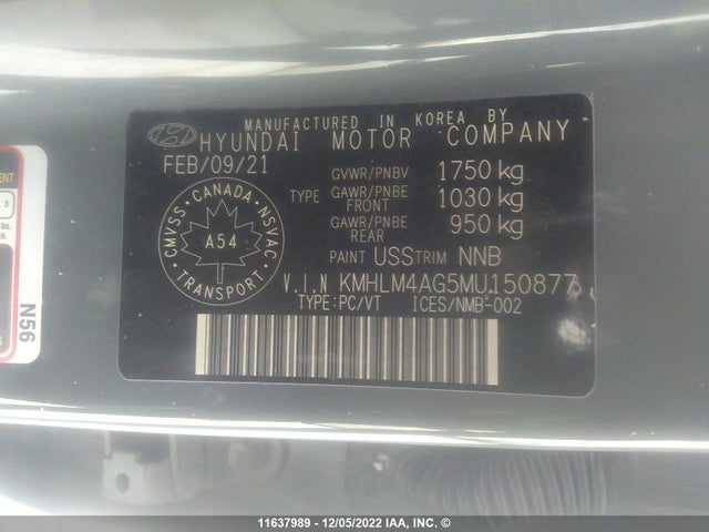 Aukcja sprzedaży 2021 Hyundai Elantra Sel, vin: KMHLM4AG5MU150877, numer aukcji: 11637989