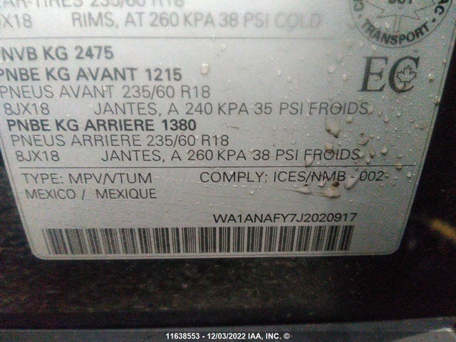 WA1ANAFY7J2020917 Audi Q5 PREMIUM