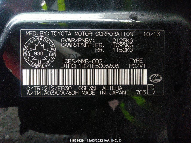 JTHCF1D21E5006606 Lexus IS 250