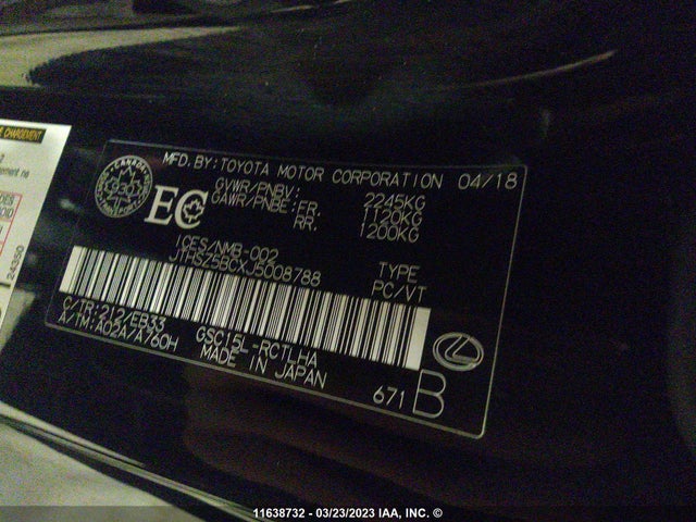 JTHSZ5BCXJ5008788 Lexus RC 350