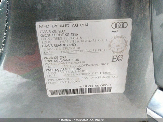 WA1LMCFP0FA048361 Audi Q5 Tdi/premium Plus